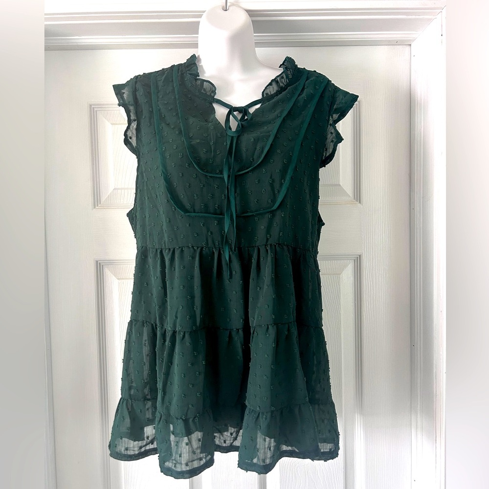 Swiss Dot Ruffle Top - Picture 1 of 5